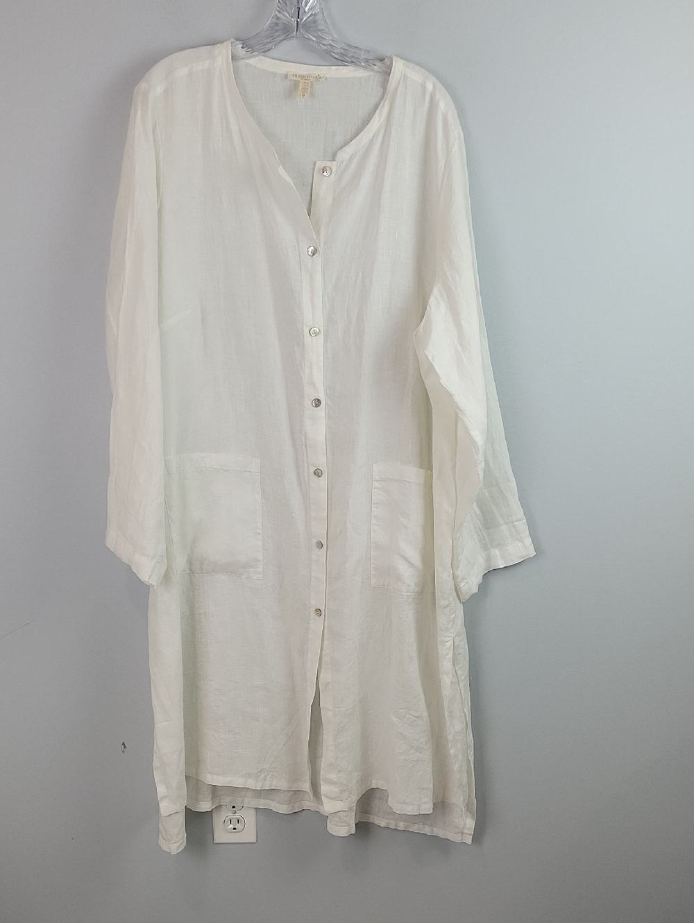 Eileen Fisher white organic linen long size 2X